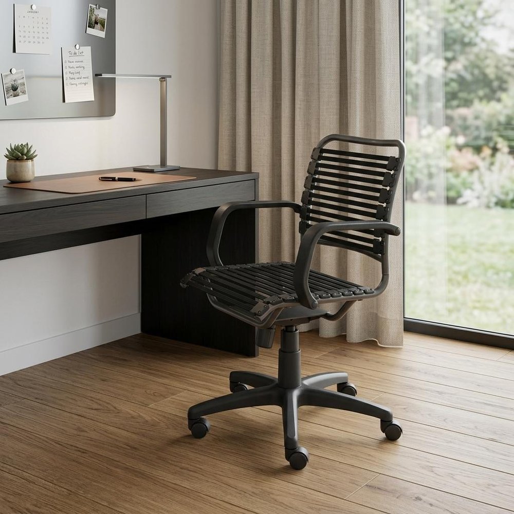 Black Adjustable Swivel Bungee Rolling Office Chair