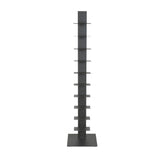 60" Dark Gray Metal Ten Shelf Modern Tower Bookcase