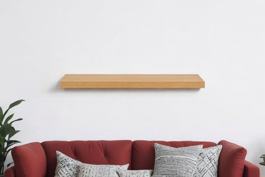 43" Natural Light Brown Wooden Floating Shelf