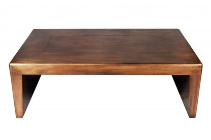54" Copper Solid Wood and Metal Frame Coffee Table