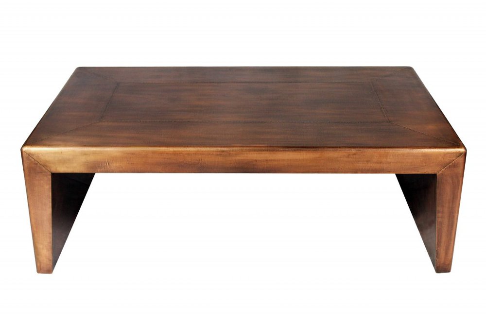 54" Copper Solid Wood and Metal Frame Coffee Table