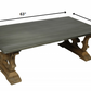 63" Gray and Brown Zinc and Solid Wood Pedestal Coffee Table