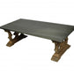 63" Gray and Brown Zinc and Solid Wood Pedestal Coffee Table
