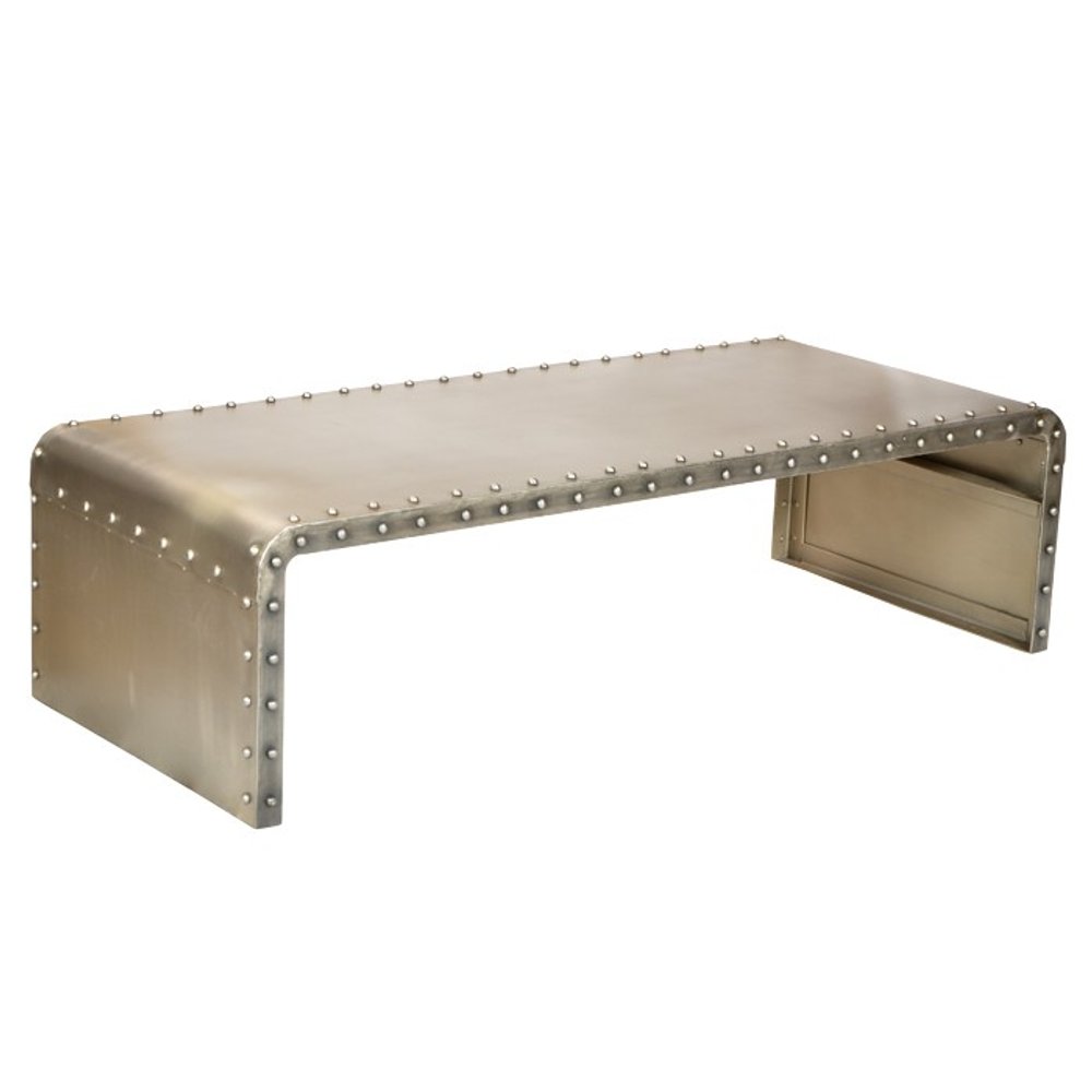 60" Gray Aluminum and Metal Frame Coffee Table