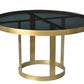 32" Black and Gold Glass and Iron Round Frame Coffee Table