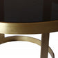 32" Black and Gold Glass and Iron Round Frame Coffee Table