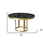 32" Black and Gold Glass and Iron Round Frame Coffee Table