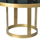 32" Black and Gold Glass and Iron Round Frame Coffee Table