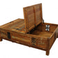 60" Green and Brown Solid Wood Distressed Lift Top Solid Coffee Table