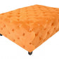 40" Orange and Brown Fabric and Solid Wood Square Coffee Table