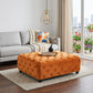 40" Orange and Brown Fabric and Solid Wood Square Coffee Table