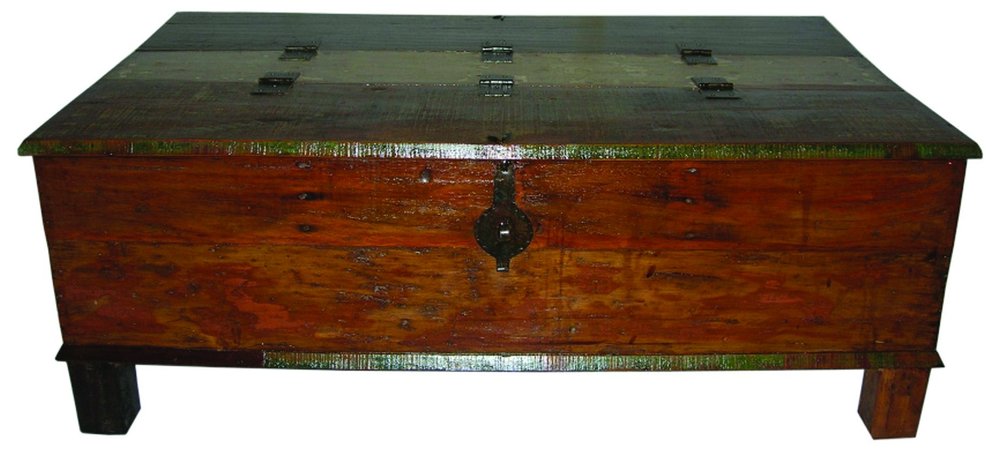 50" Brown Solid Wood Distressed Lift Top Coffee Table