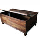 50" Brown Solid Wood Distressed Lift Top Coffee Table