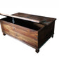50" Brown Solid Wood Distressed Lift Top Coffee Table