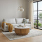 42" Ivory and Natural Genuine Marble and Solid Wood Round Solid Coffee Table