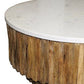 42" Ivory and Natural Genuine Marble and Solid Wood Round Solid Coffee Table