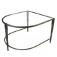 Set of Two Clear and Gold Glass and Iron Oval Frame Nested Coffee Tables