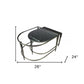 Set of Two Clear and Gold Glass and Iron Oval Frame Nested Coffee Tables