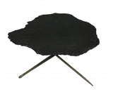 Set of Two Brown Stone and Iron Free Form Bunching Coffee Tables