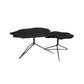Set of Two Brown Stone and Iron Free Form Bunching Coffee Tables