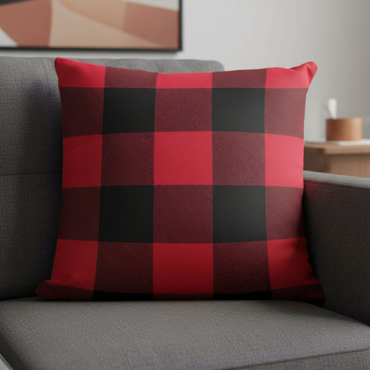 Red and Black Buffalo Plaid Throw Pillow