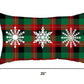 Christmas Snowflake Trio Plaid Lumbar Throw Pillow