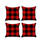 Set Of Four 18 X 18 Red And Black Plaid Zippered Polyester Christmas Throw Pillow