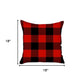 Set Of Four 18 X 18 Red And Black Plaid Zippered Polyester Christmas Throw Pillow