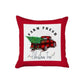 Set of Four Red Black and White Farm Fresh Christmas Tree Holiday Red Truck Plaid Fabric Throw Pillows