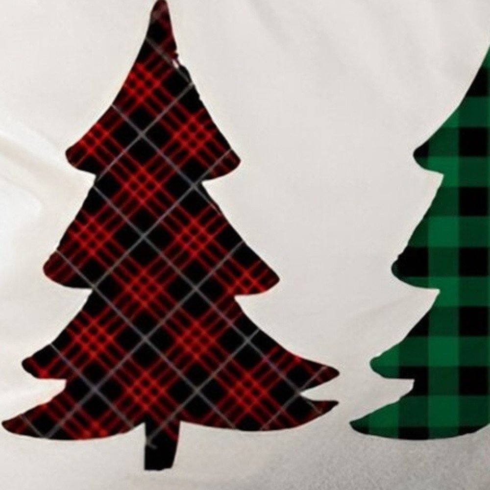 Set of 2 Christmas Tree Trio Plaid Lumbar Throw Pillows