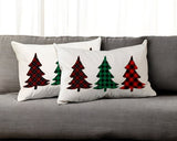 Set of 2 Christmas Tree Trio Plaid Lumbar Throw Pillows