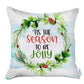 Set of Four 18" Green and White Tis The Season To Be Jolly Christmas Wreath Fabric Throw Pillows