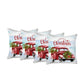 Set of Four 18" Red and White Merry Christmas Holiday Red Truck Fabric Throw Pillows