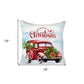 Set of Four 18" Red and White Merry Christmas Holiday Red Truck Fabric Throw Pillows