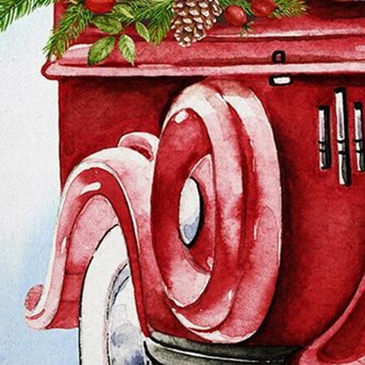 Merry Christmas Vintage Red Car Thow Pillow Cover