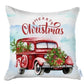 Set of 4 Merry Christmas Vintage Red Car Thow Pillow Covers