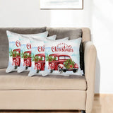 Set of 4 Merry Christmas Vintage Red Car Thow Pillow Covers