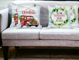 Set of Four Green Christmas Christmas Tree Fabric Throw Pillow Covers