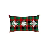 Set of 4 Christmas Snowflake Trio Plaid Lumbar Pillow Covers
