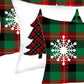 Set of Four Green Red And Black Christmas Christmas Trees Fabric Lumbar Throw Pillow Covers