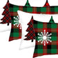 Set of Four Green Red And Black Christmas Christmas Trees Fabric Lumbar Throw Pillow Covers