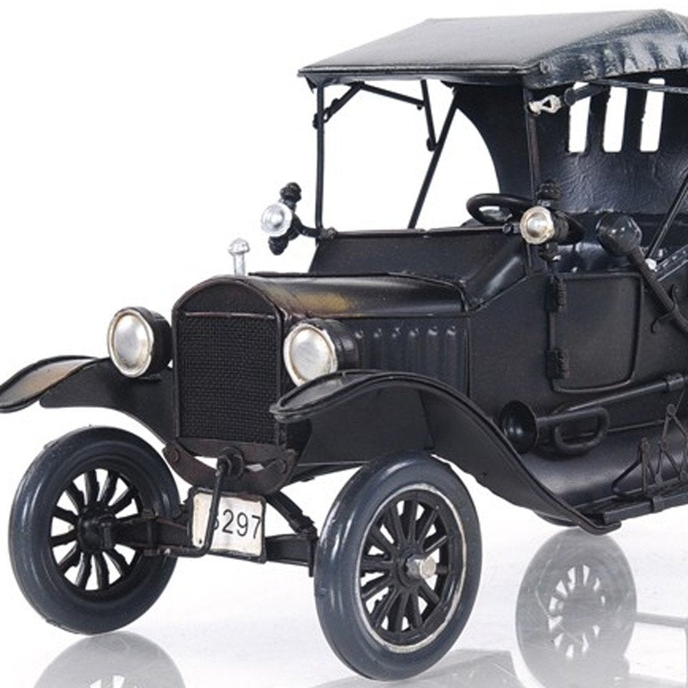 12" Black Metal c1908 Ford Model Car Tabletop Sculpture