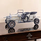 8" Silver Metal Hand Painted Model Car Tabletop Sculpture