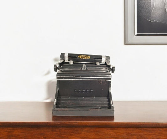9" Black Metal German Replica Typewriter Tabletop Sculpture