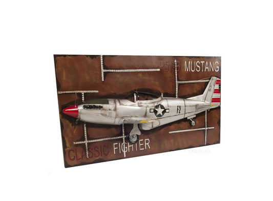 24" Brown And Silver Metal Hand Painted Model Airplane