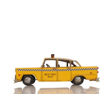 13" Yellow Metal Hand Painted NYC Taxi Tabletop Sculpture