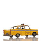 13" Yellow Metal Hand Painted NYC Taxi Tabletop Sculpture