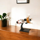 9" Silver And Black Metal Hand Painted Model Airplane Tabletop Sculpture