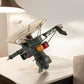 11" Dark Green Metal Hand Painted Model Airplane Tabletop Sculpture