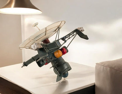 11" Dark Green Metal Hand Painted Model Airplane Tabletop Sculpture